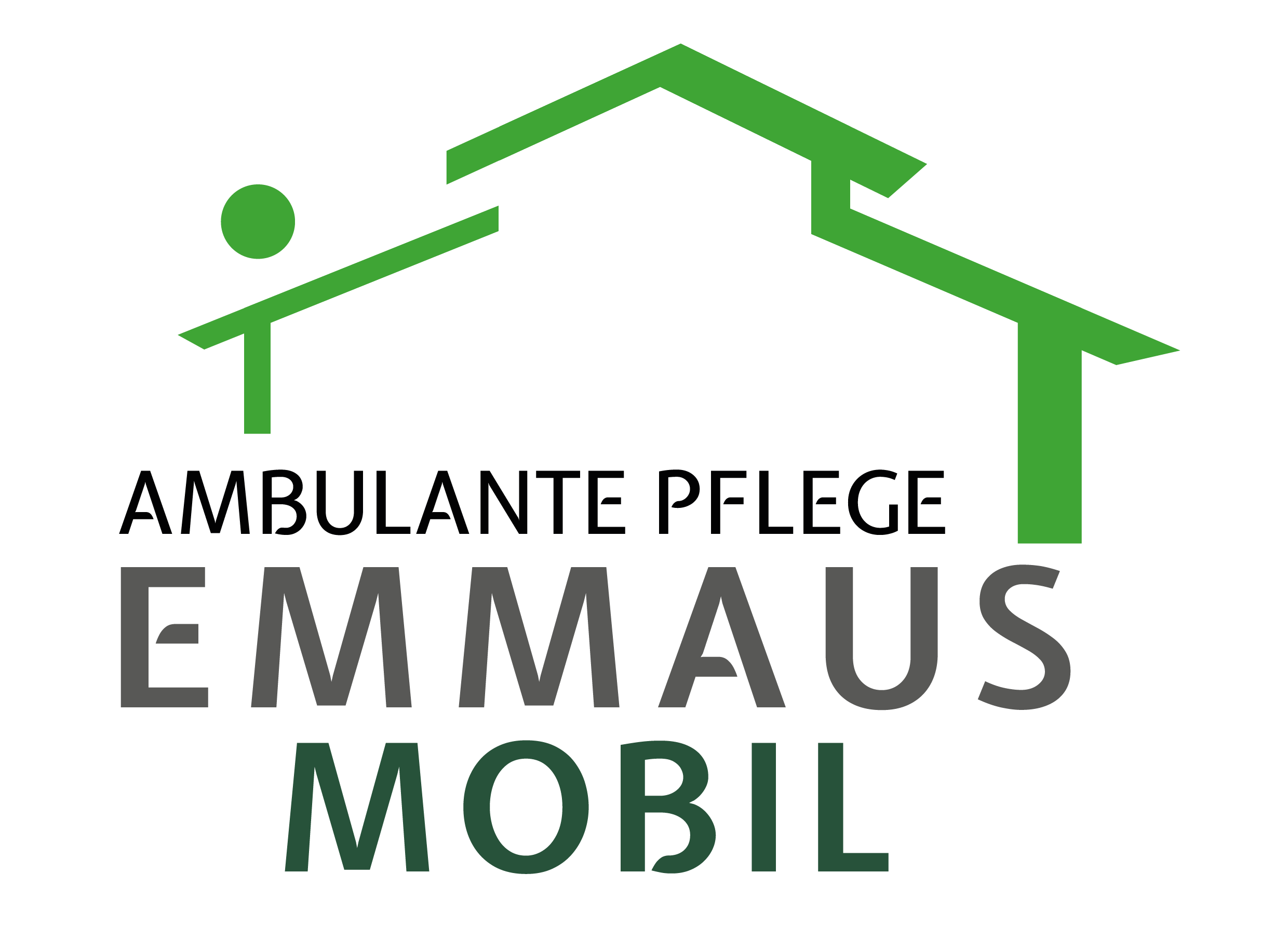 Logo for Emmaus Mobile: green house shape with a person icon and the text 'Ambulante delle Emmaus Mobile'