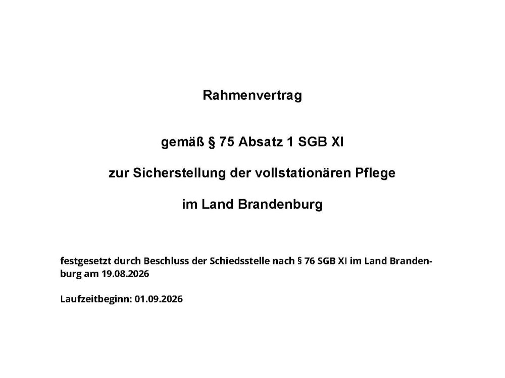 Rahmenvertrag Brandenburg 2026 SGB XI